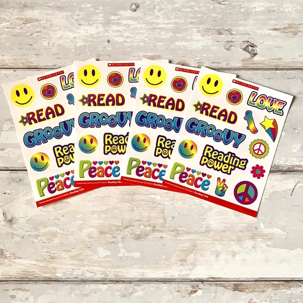 Hippie 60s Peace Love Sticker Sheets Crafts Bundle Set of 4 Kids Adults